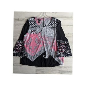 Alfani blouse 3/4 sleeve pink black white xl